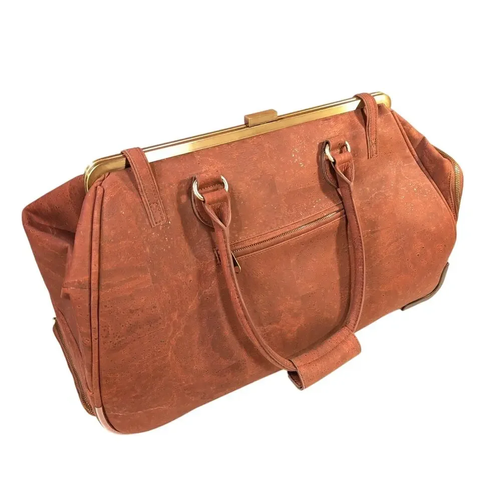 $568 Laflore Paris Trolala Carry-on Bag Cognac Color Cork Brass + Packing Cubes